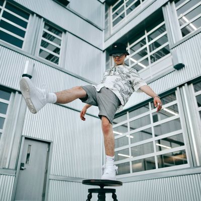 Person holding a stable balancing pose on one leg.